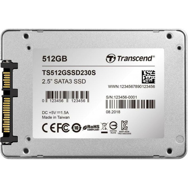 Накопичувач SSD  512GB Transcend SSD230S Premium 2.5" SATA III 3D V-NAND TLC (TS512GSSD230S)
