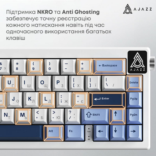 Клавіатура Ajazz AK650 Sea Salt Switch White USB-C (AK650-SS-BWB)