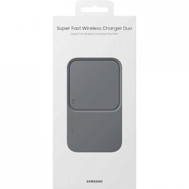 Бездротовий зарядний пристрій з блоком живлення Samsung EP-P5400 Wireless Charger Duo 15W Dark Gray (EP-P5400TBEGEU)