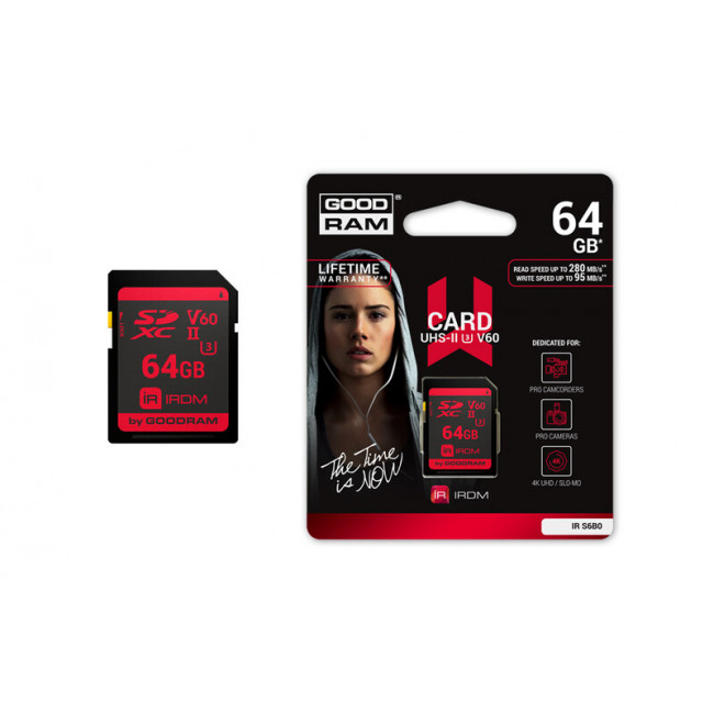 Карта пам`ятi SDXC 64GB UHS-II/U3 GOODRAM IRDM R280/W95MB/s (IR-S6B0-0640R11)