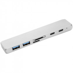 Концентратор USB-C PowerPlant CA911684 USB-C-2хUSB3.0, HDMI, SD, microSD, 2хUSB-C