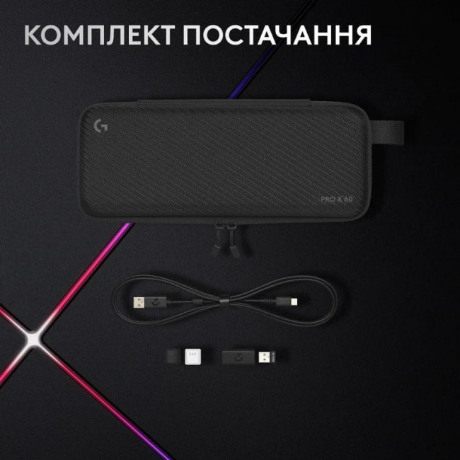 Клавiатура бездротова Logitech G PRO X 60 TKL GX Optical Black Tactile (920-011911)