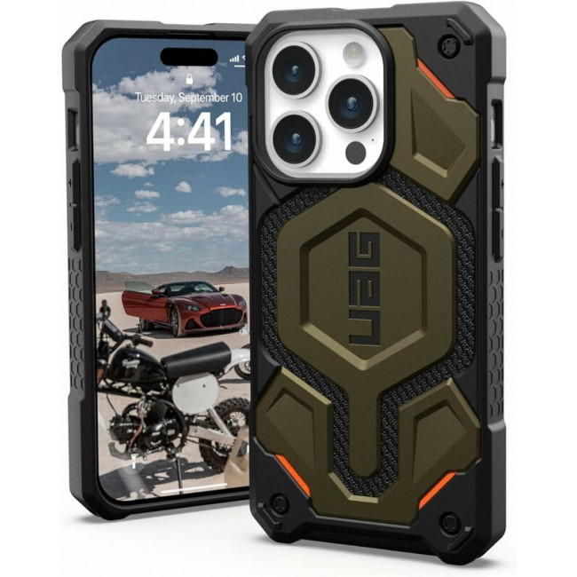 Чохол-накладка Urban Armor Gear Monarch Pro Magsafe для Apple iPhone 15 Pro Kevlar Elemental Green (11422111397B)