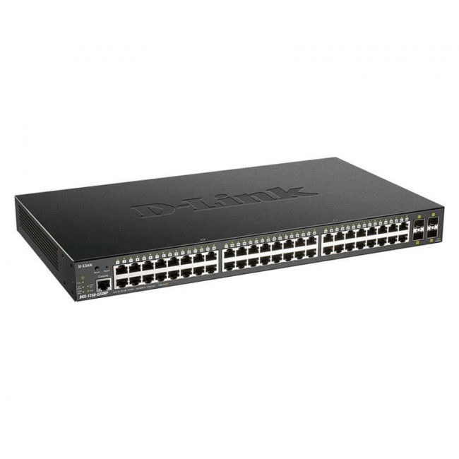 Комутатор D-Link DGS-1250-52XMP (48x1GE PoE, 4xSFP+, max PoE 370W, Smart)
