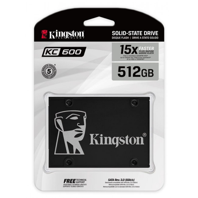Накопичувач SSD  512GB Kingston KC600 2.5" SATAIII 3D TLC (SKC600/512G)