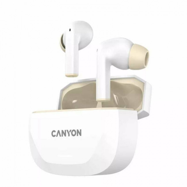 Bluetooth-гарнітура Canyon TWS-7 Hexagon White/Beige (CNS-TWS7WB)