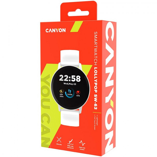 Смарт-годинник Canyon Lollypop SW-63 Silver White (CNS-SW63SW)
