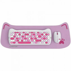 Комплект бездротовий (клавіатура, миша) Canyon HSET-W6 Kitty Edition Pink (CNS-HSETW6PK)