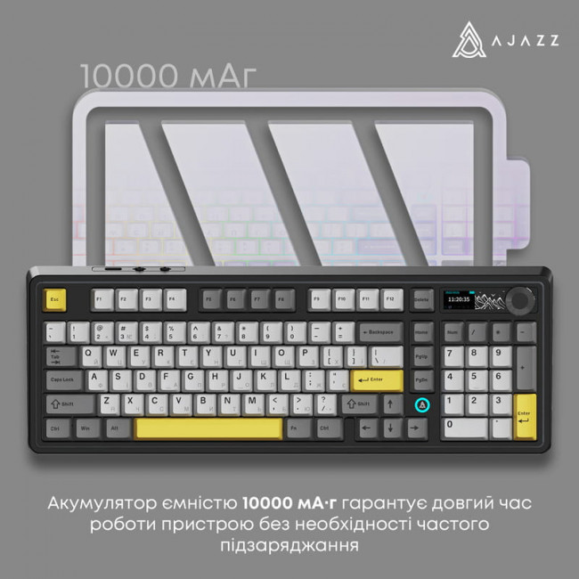 Клавіатура бездротова Ajazz AK980 V2 Maillard Switch Black (AK980-V2-M-BGY)