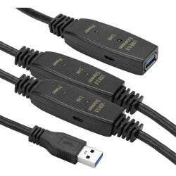 Активний подовжувач PowerPlant USB - USB V 3.0 (M/F), 20 м, чорний (CA912865)