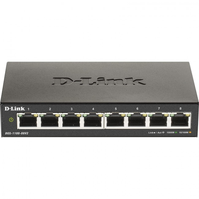Комутатор D-Link DGS-1100-08V2 (8x1GE, easysmart)