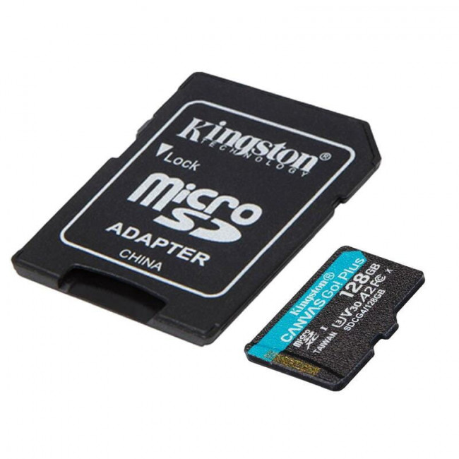 Карта пам`яті MicroSDXC 128GB UHS-I/U3 Class 10 Kingston Canvas Go! Plus R200/W200MB/s + SD-адаптер (SDCG4/128GB)