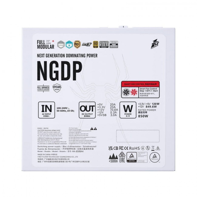 Блок живлення 1stPlayer HA-850BA4 White (NGDP-GLD-850-WH-EU) 850W