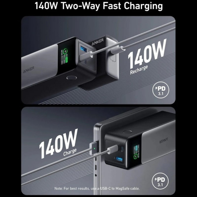 Універсальна мобільна батарея Anker PowerCore 737 GaNPrime 24000 mAh 140W Black (A1289011)