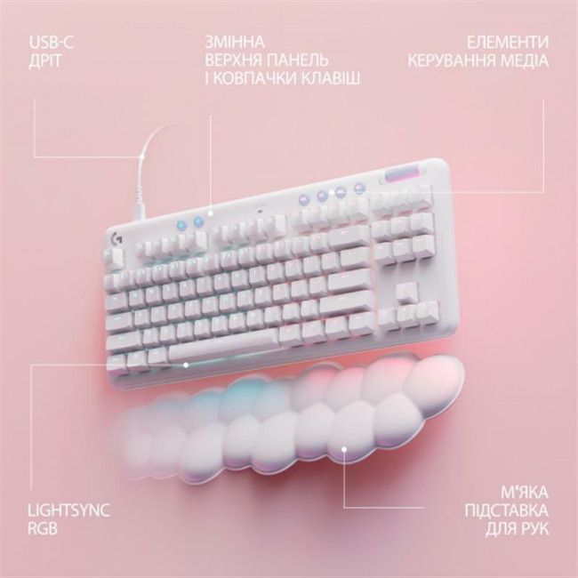 Клавiатура Logitech G713 Linear White (920-010678)