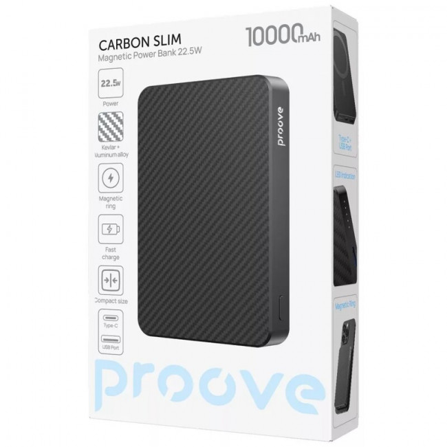 Універсальна мобільна батарея Proove Carbon Slim 22.5W 10000mAh Black (PBCS22110001)