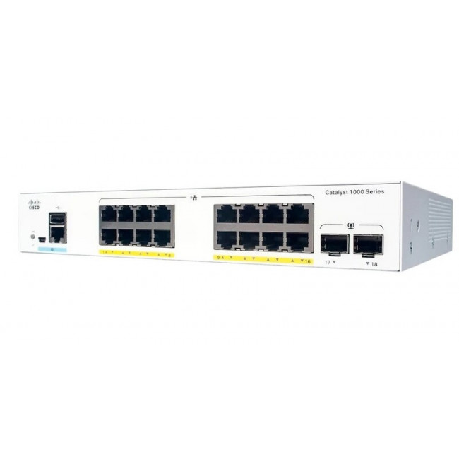 Комутатор Cisco Catalyst C1000-16T-2G-L (16хGE, 2xGE SFP, USB, керований)