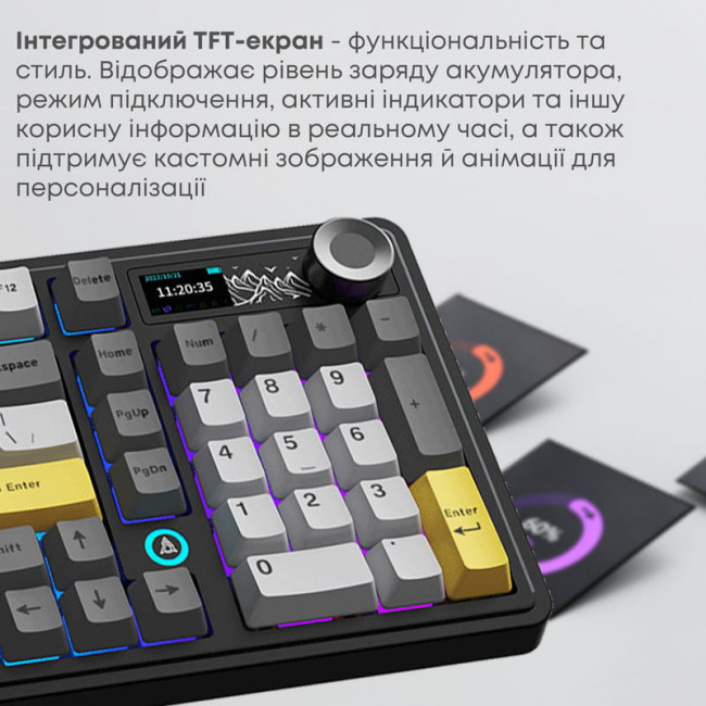 Клавіатура бездротова Ajazz AK980 V2 Gift Switch V2 Black (AK980-V2-G-BGY)
