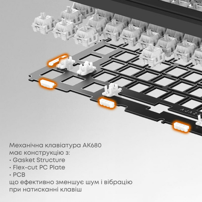Клавіатура бездротова Ajazz AK680 Max (8+8K) Magnetic Switch Black (AK680-M-BGY-A)