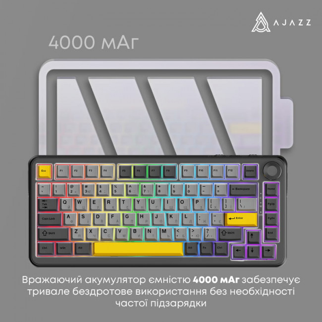 Клавіатура бездротова Ajazz AK820 Max Plus Day Dream Switch Black (AK820MAX-DD-BGY)