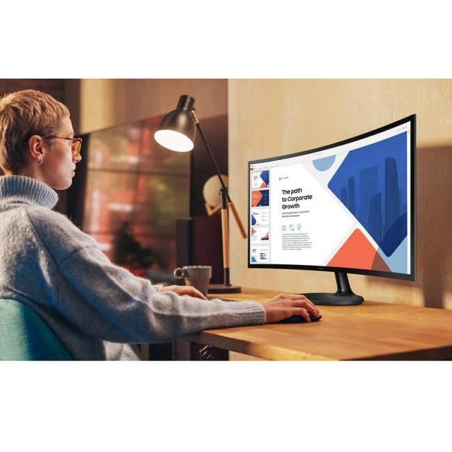 Монiтор Samsung 24" Essential S3 LS24D360 (LS24D360GAIXUA) VA Black Curved 100Hz