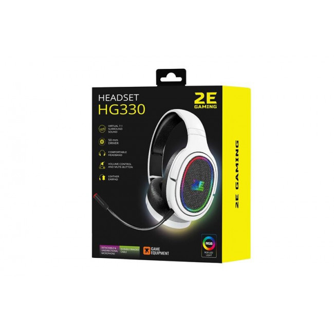 Гарнітура 2E Gaming HG330 RGB 7.1 White (2E-HG330WT-7.1)